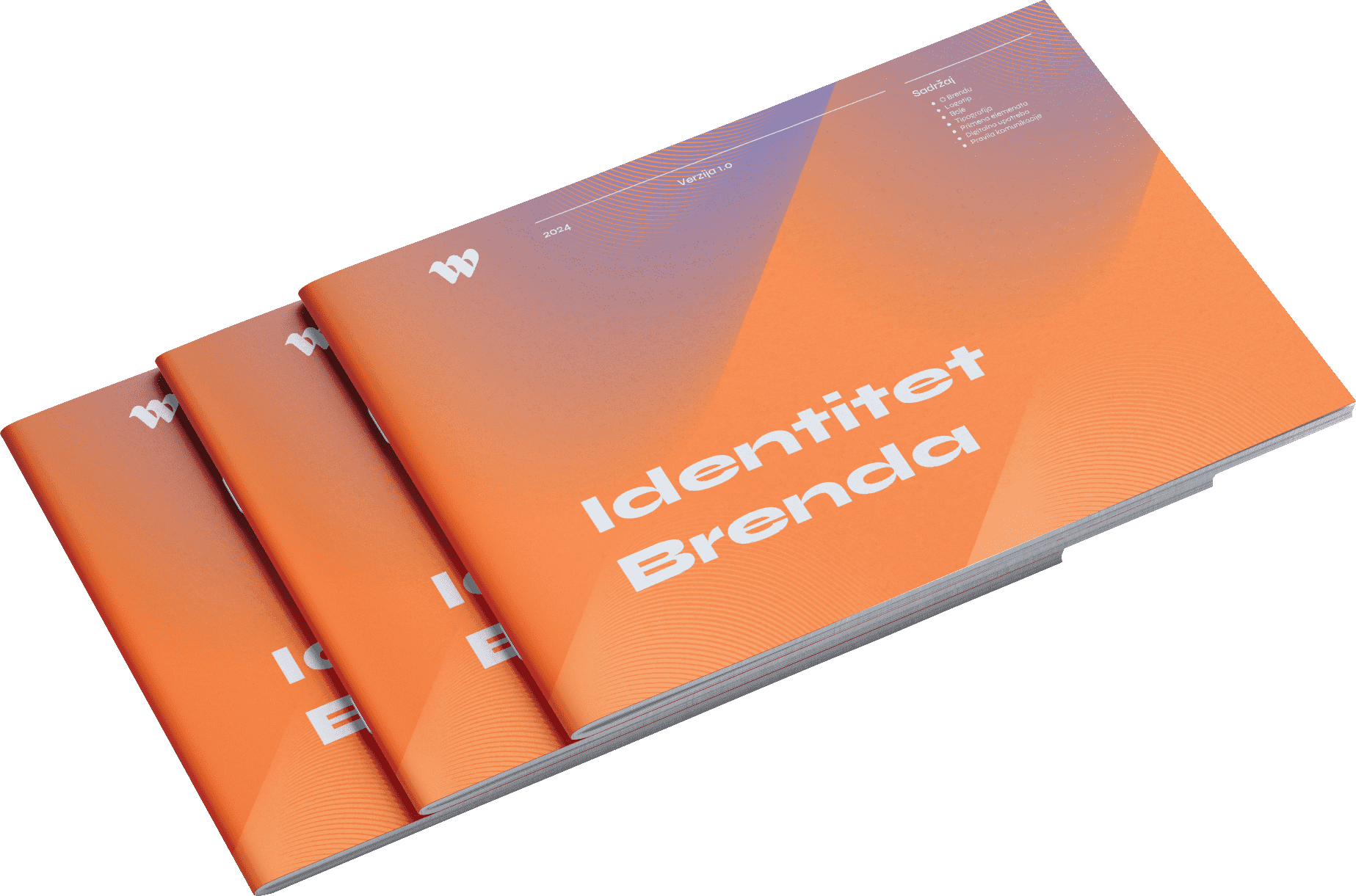 Korice priručnika brenda — Identitet Brenda u gradijentu od narandžaste do plave
