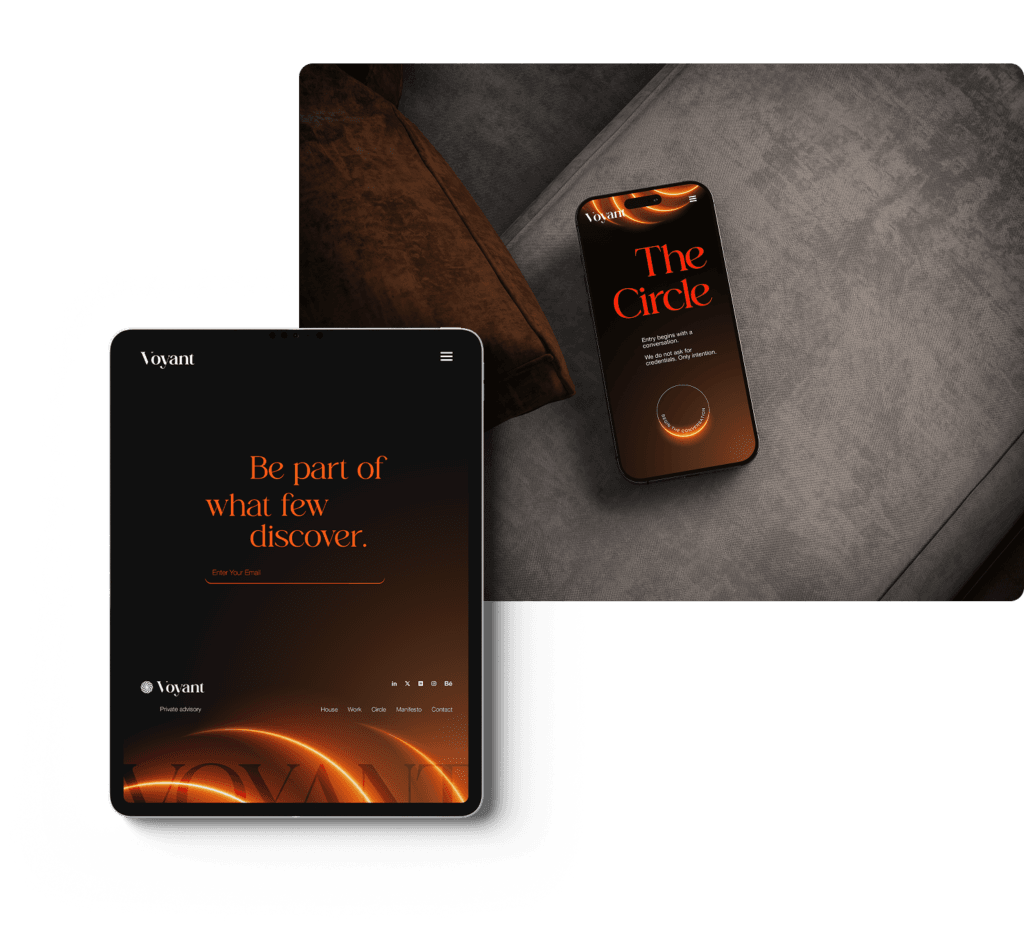 Responsive web design showcase for Voyant on mobile and tablet devices, UI/UX design by Studio Šterijev.
